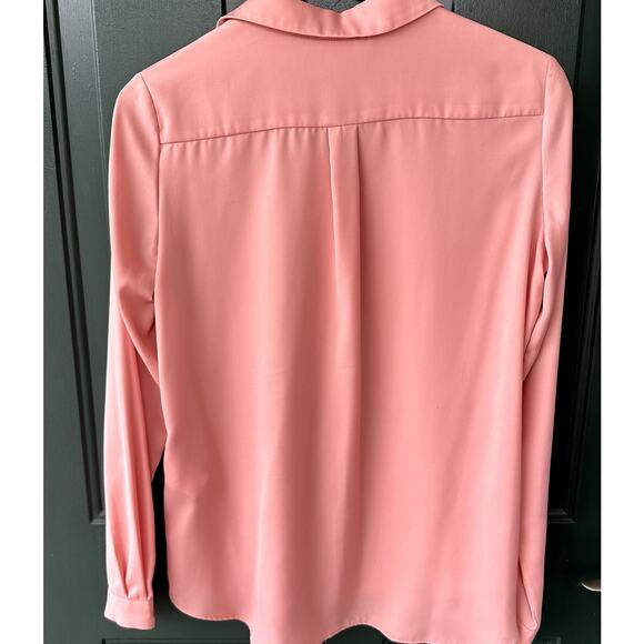 Bariloche Spain Sz 8 Button Front Silky Peach Button Front Blouse Career Office - Picture 5 of 7
